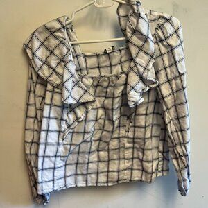 J Crew Flannel Ruffle Blouse